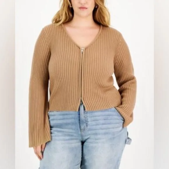 Product image for NWT! BOUTIQUE RIBBED ZIPPED CARDIGAN