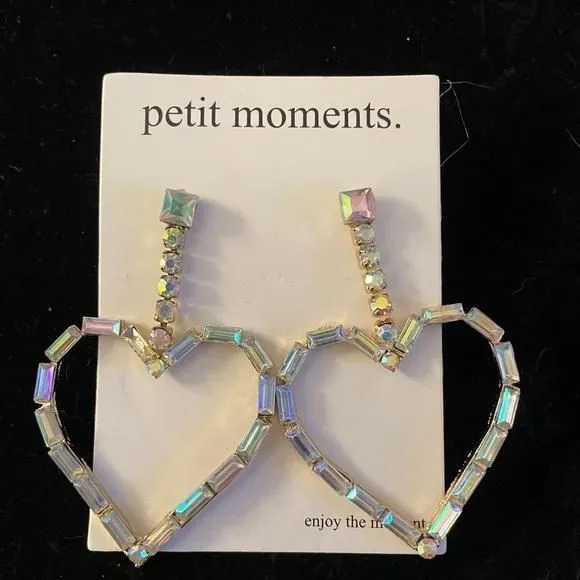 Product image for petit moments rhinestone drop open heart earrings NWOT