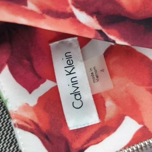 slim fit dress slacks Calvin Klein Off-The-Shoulder Floral Scuba Dress Opal Green 16 main image 1