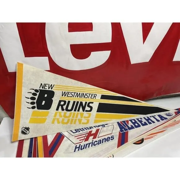Product image for Vintage 80s New Westminster Bruins WHL Hockey Full Size Pennant Rare