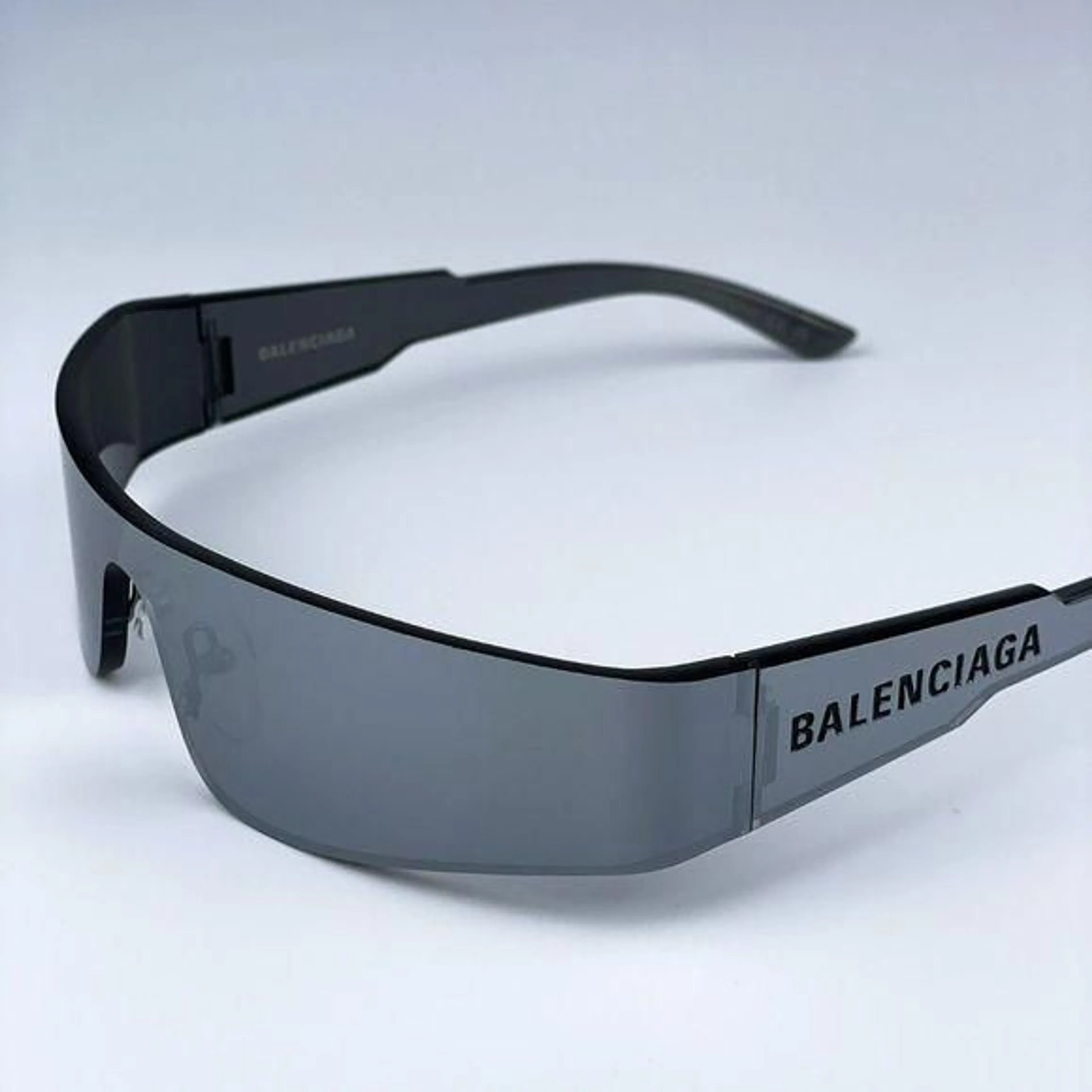 Balenciaga Mono Rectangle-frame Nylon Mirrored Sunglasses in Blue for Men