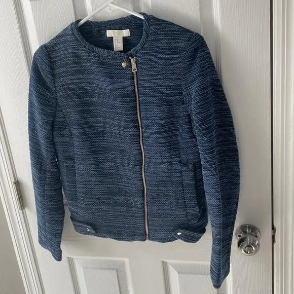 Product image for H&M Blue Marled Moto Jacket size 10