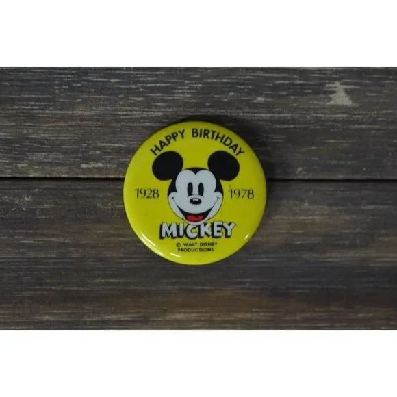 Product image for D30.) 1978 Walt Disney Button Pin Lapel Gear Happy Birthday Mickey Theme Park
