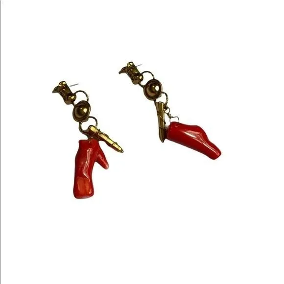 Product image for Gold tone faux coral statement earrings