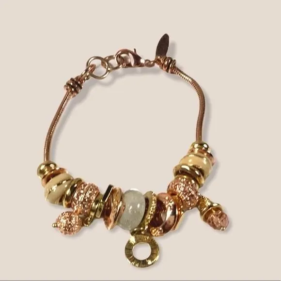Product image for Rose gold charm necklace signed NY