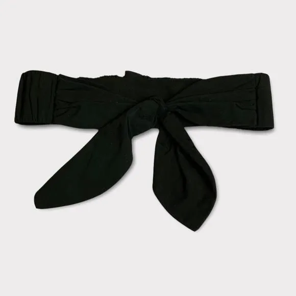 Product image for BCBGMAXAZRIA textile black bow tie elastic waistband Small