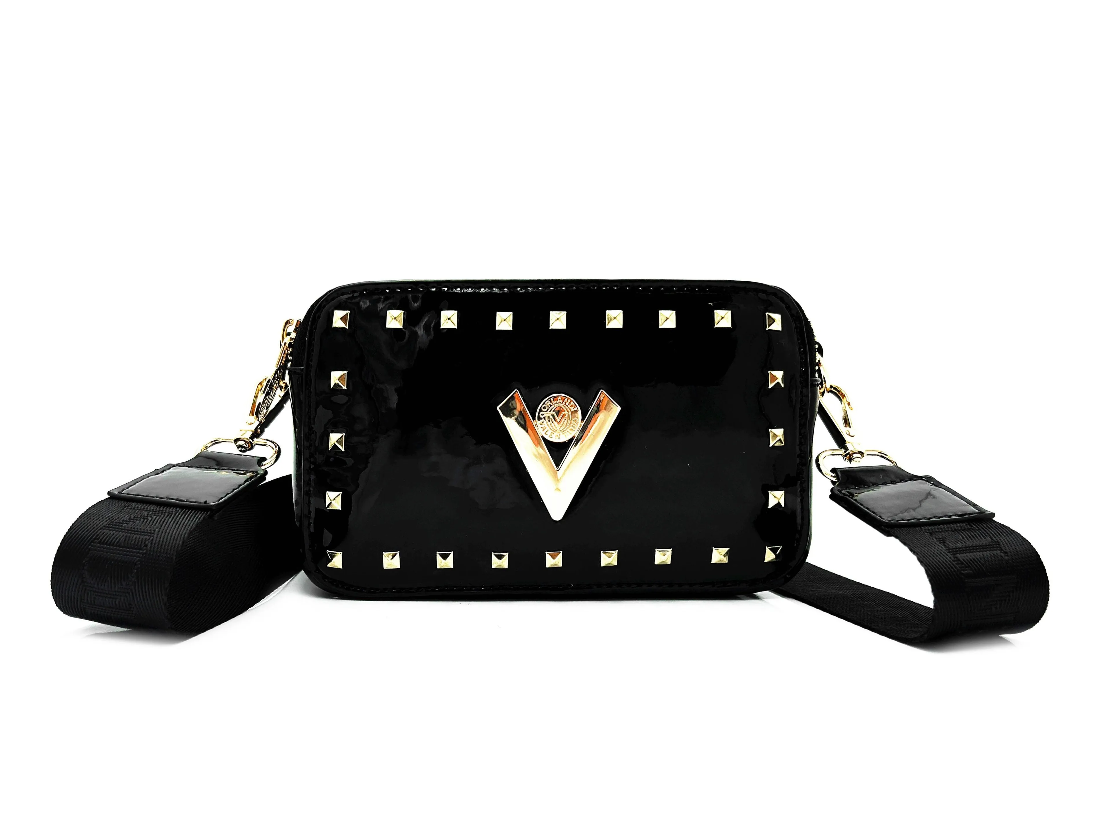 ! VALENTINO ORLANDI BLACK PATENT CAMERA BAG