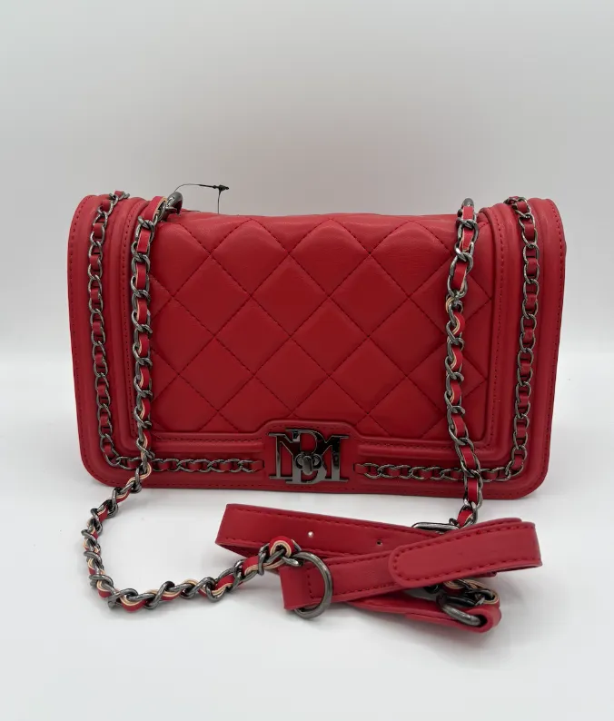 ! BADGLEY MISCHKA RED QUILTED CROSSBODY BAG WITH CHAIN