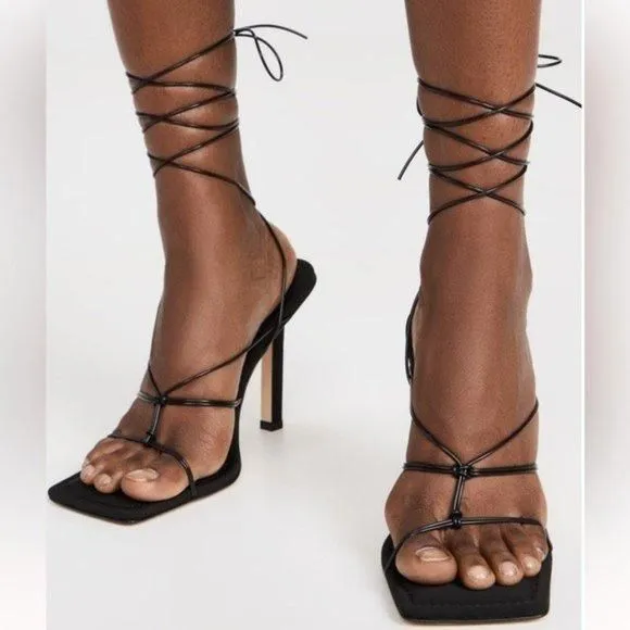Product image for Good American Neoprene Lace Up Sandal Size 8.5