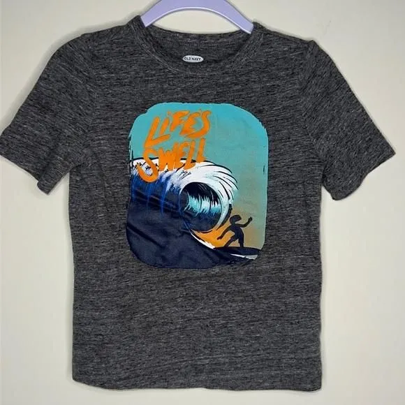 Product image for old navy boys t-shirt short sleeve 3T summer tee casual grey blue