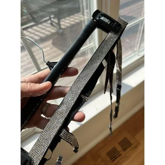 Sexy XS SMALL Victoria's Secret black shine strap bling garter belt. New   Whatnot: Shop, Sell, Connect