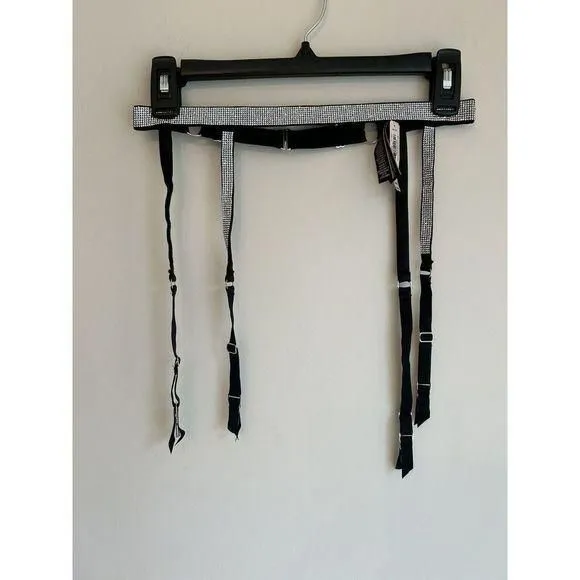 Sexy XS SMALL Victoria's Secret black shine strap bling garter belt. New   Whatnot: Shop, Sell, Connect
