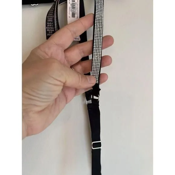 Sexy XS SMALL Victoria's Secret black shine strap bling garter belt. New   Whatnot: Shop, Sell, Connect