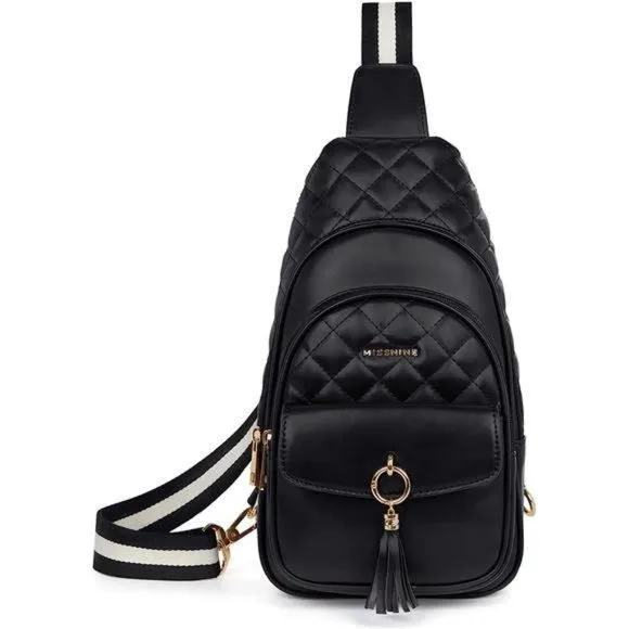 Product image for Ladies Hiking Cycling Travel Shoulder Bag with Tassel Black