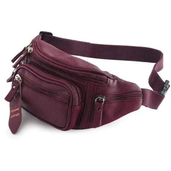 Product image for GENUINE Leather Fanny Bag Burgundy
