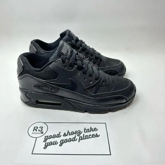 Product image for Nike Air Max 90 Triple Black Sneakers Running Shoes Youth Sz 4.5 W6 Lace Up