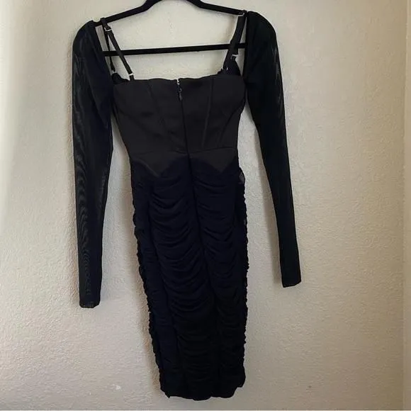 long sleeve black and white dress Black & White Long Sleeve A-line Maxi Dress