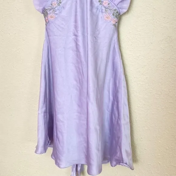 green emerald velvet dress Gaëlle light-blue floral-embroidered tiered mini dress main image 0