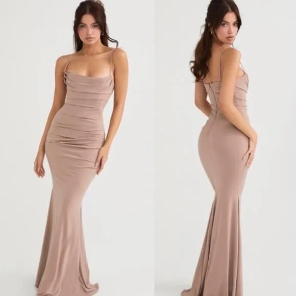 prom dress stores in jersey gardens Atria 6850H Elegantly Fitted Stretch Jersey Mermaid Gown XS / Cobalt Foil