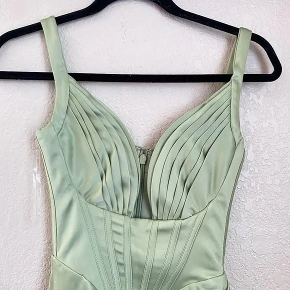 pistachio satin corset midi dress HOUSE OF CB FAYE PISTACHIO SATIN CORSET MIDI DRESS NWOT size XS  Whatnot:  Shop, Sell, Connect