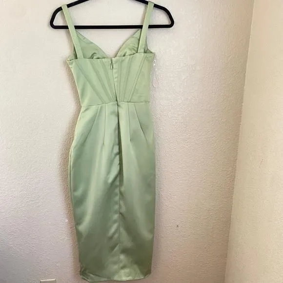 pistachio satin corset midi dress Back in stock: The Odessa Gown in Pistachio by @arcinaori, a style that  exudes timeless elegance