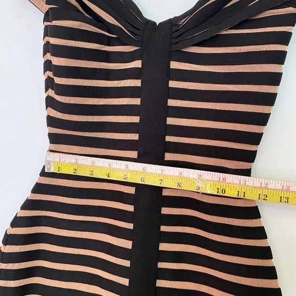 HOUSE OF CB Petra Panel Off the Shoulder Body-Con Dress in Black Brown at Nordstrom, Size Small