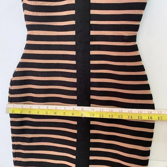 HOUSE OF CB Petra Panel Off the Shoulder Body-Con Dress in Black Brown at Nordstrom, Size Small