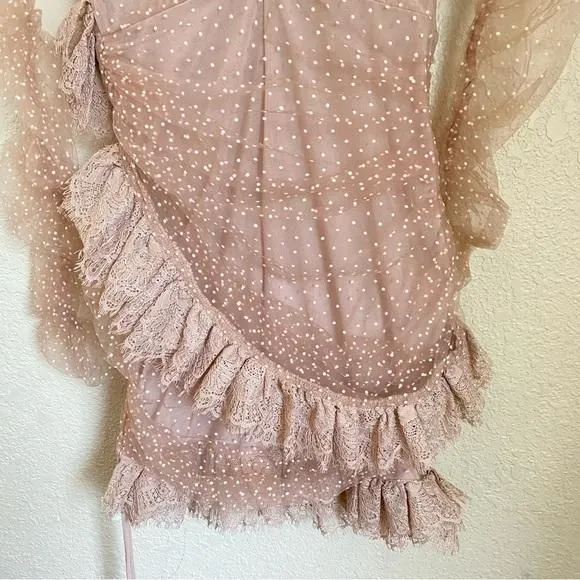 House of CB Sorrel Blush Lace Frill mini Dress NWOT size L  Whatnot: Shop,  Sell, Connect