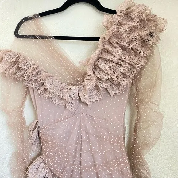House of CB Sorrel Blush Lace Frill mini Dress NWOT size L  Whatnot: Shop,  Sell, Connect