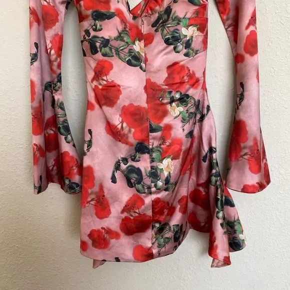 rose print draped corset dress Clothing : Mini Dresses : 'Toira' Rose Print Draped Corset Dress