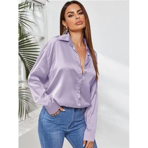 satin purple blouse