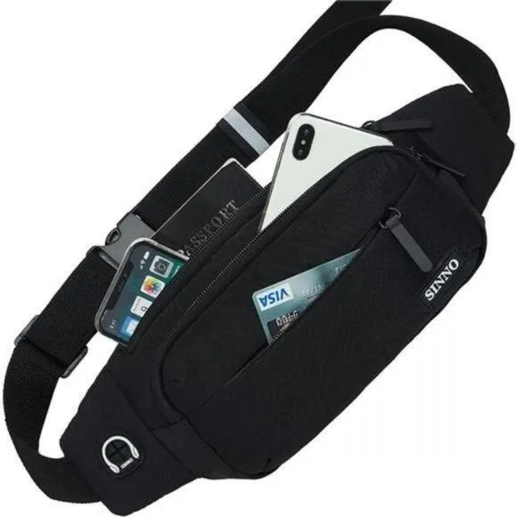 Product image for Hot Large Fanny Pack With 4-Zipper Pockets Black(4 Zipper Pockets)
