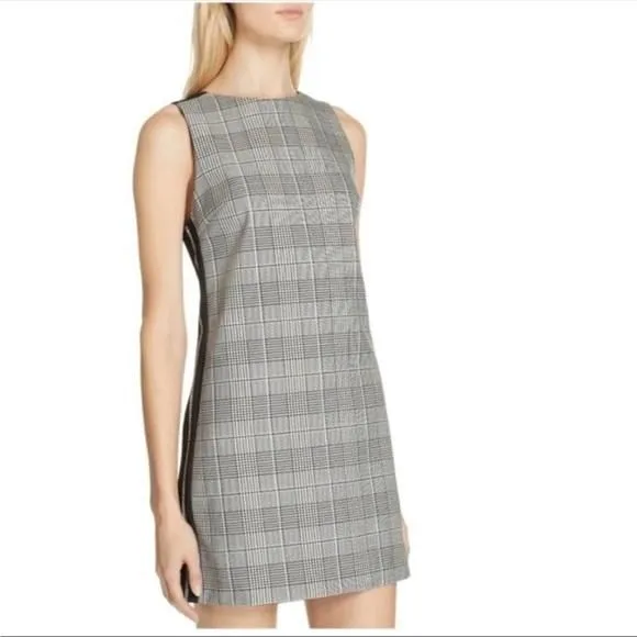 Product image for ALICE + OLIVIA | Clyde Black & White Plaid Mini Shift Dress Women’s Size 2