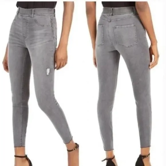 Product image for SPANX | Gray Pull-On Vintage Distressed Skinny Ankle Jeans Women’s Size X-Small