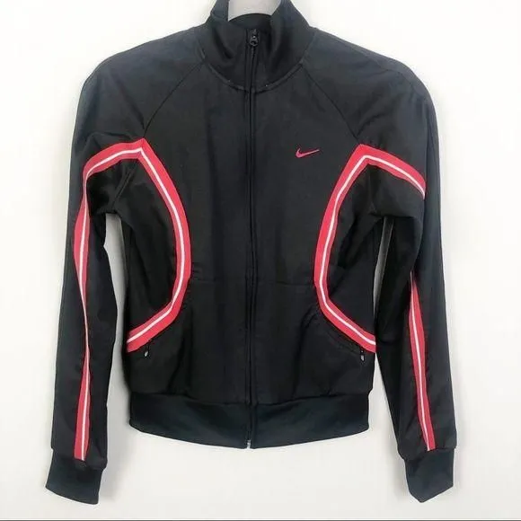 Product image for NIKE | Black & Red Full Zip Front Track Jacket XS
