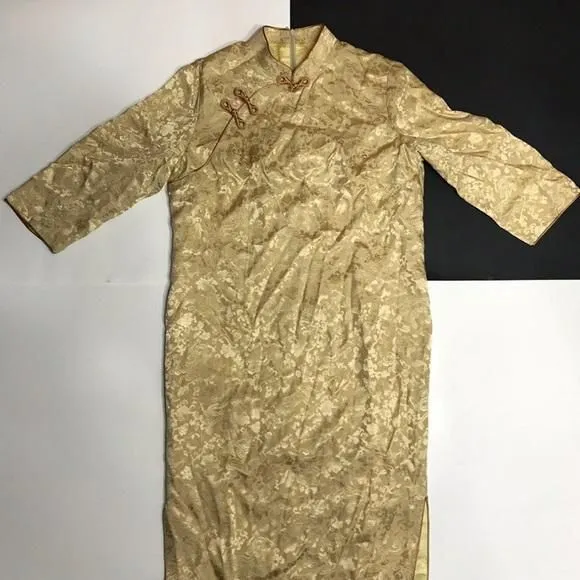 Product image for Beautiful metallic golden dragon dress M