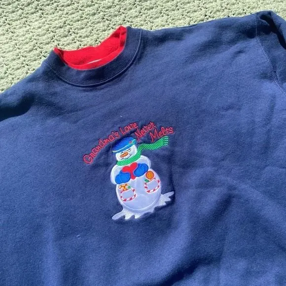 Product image for Mc Energy Sportswear Grandma's Love never melts  snowman sweatshirt Large