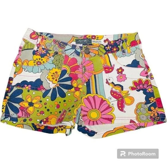 Product image for Jamie Nicole Collection vintage hippie, Boho, retro flower Stretch shorts Sz 13