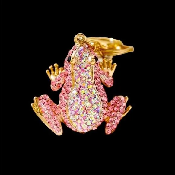 Product image for NWT Pink Frog Sparkly Bag Charm / Keychain