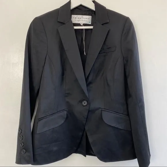 Product image for Trina Turk Black Blazer Jacket satin sheen