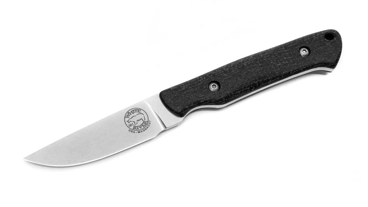 White River Knives Small Game Fixed Blade Knife – 2.62" Magnacut Steel, Black Burlap Micarta Handles