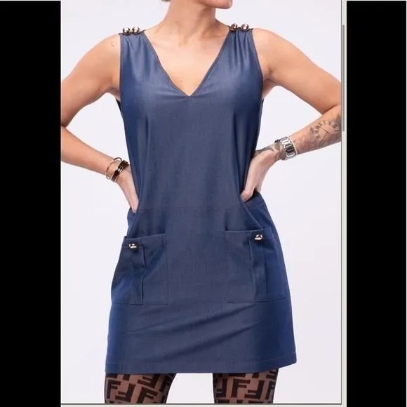 Product image for CORDELIA Dress in Navy Blue Size Large from By Egreis