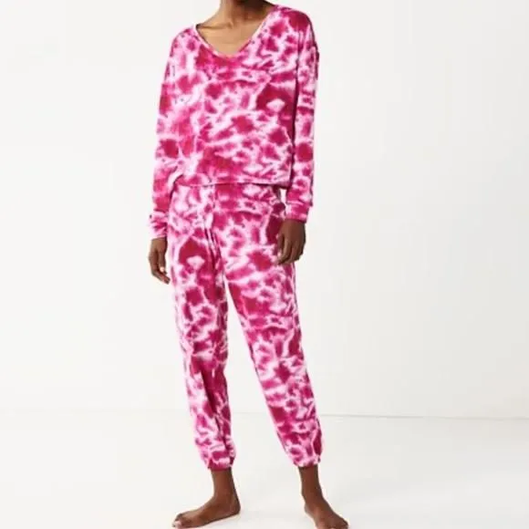 Product image for SO Long Sleeve Pajama Top & Pants Set tie dye Medium