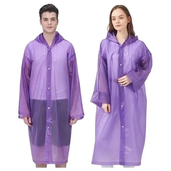 Product image for 2Pc Rain Coats for Adults Reusable Raincoat Rain Poncho Jacket Hoodie Drawstring
