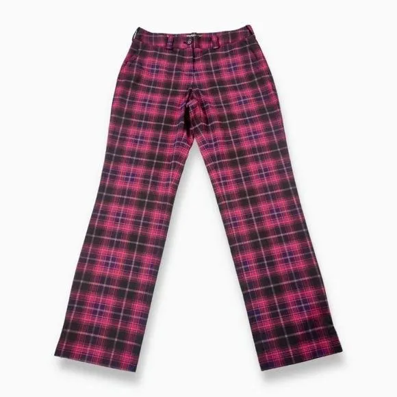 Nike Golf NWT high waisted pink black plaid pants modern rise dry