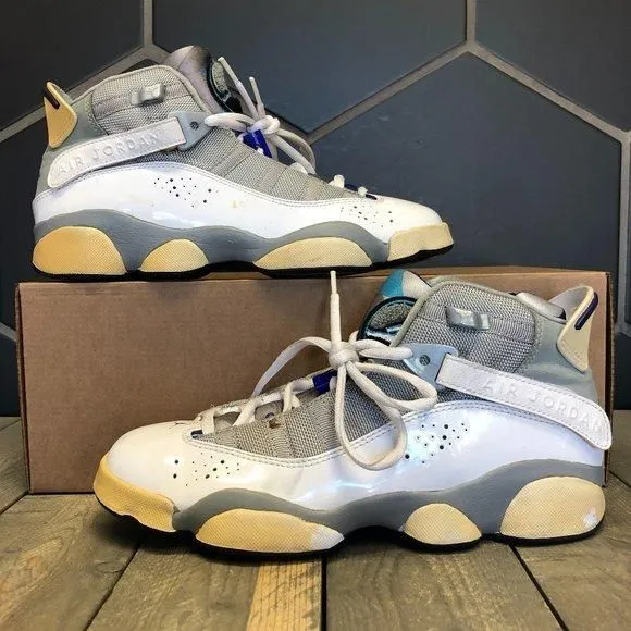 Product image for Used W/O Box! Youths Air Jordan 6 Rings Grey White Basketball Sneakers Size 6.5Y