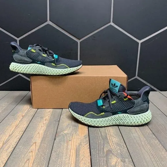 Product image for New W/O Box Mens Adidas ZX4000 4D Carbon Futurecraft Black Green Sneakers