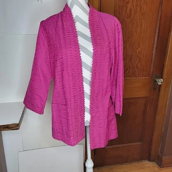 Product image for Womans Chicos Pink Embroidered Unconstructed jacket Size 2
