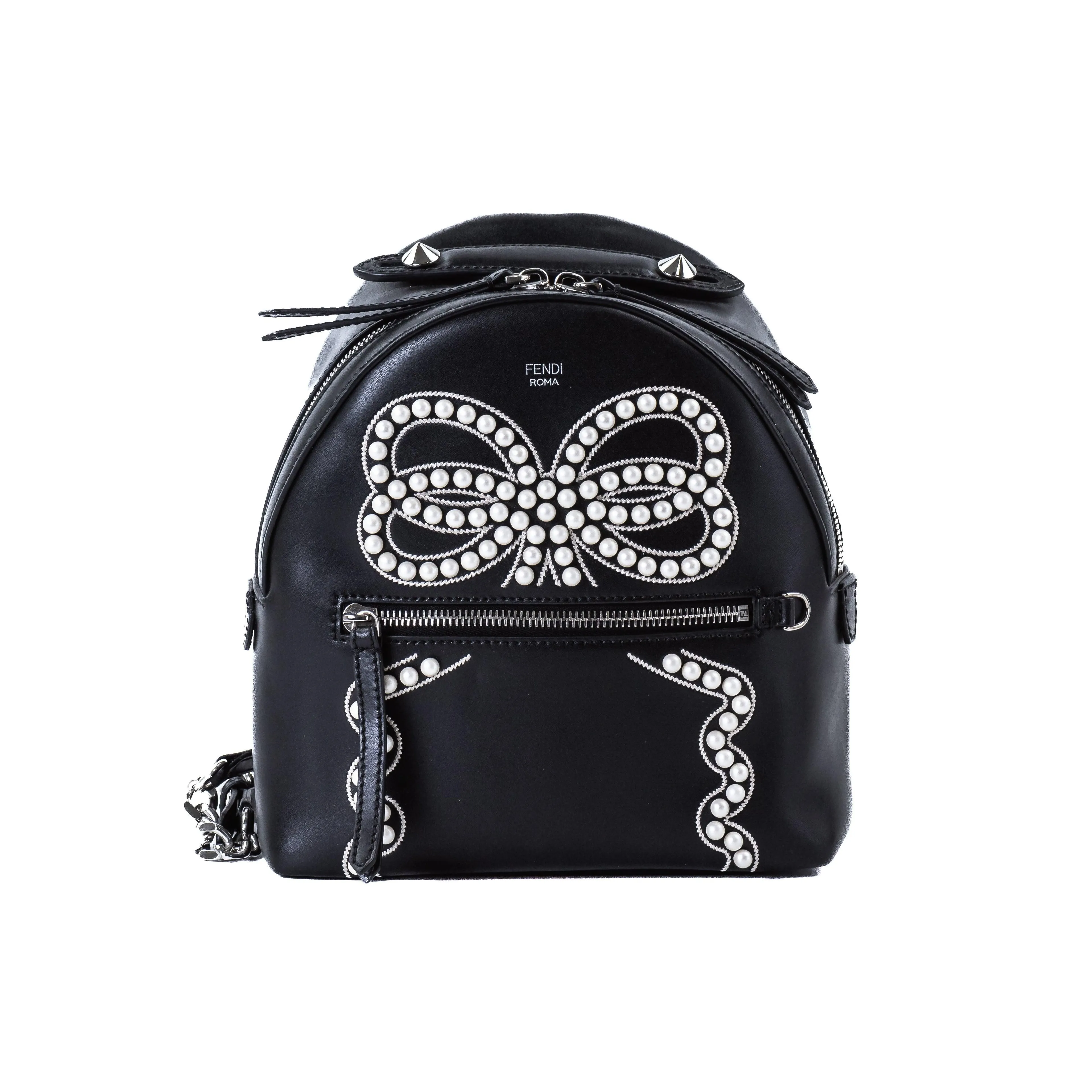 Fendi Butterfly Pearl Leather Backpack