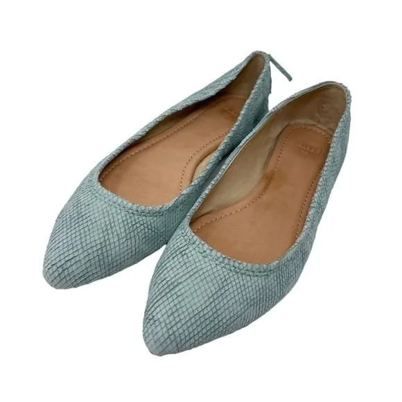 Product image for Frye Turquoise Leather Snake Skin Regina Textured Pointed Toe Ballet Flats NWB